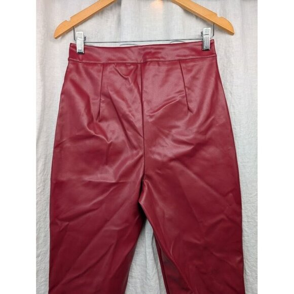 Boohoo women's size 6 high rise red pleather bell bottoms flare pants cosplay G1 - Picture 6 of 12